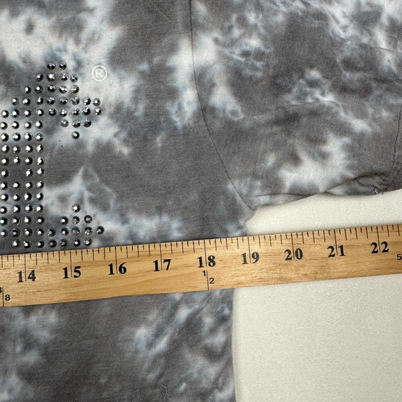 NWT AC/DC Sz S Tie Dye Short Sleeve Jeweled Studded Spellout Concert Tee Shirt - Picture 4 of 10